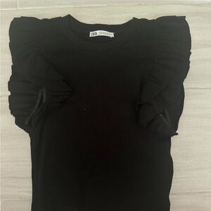 zara ruffled ribbed top
